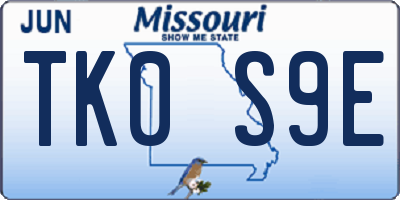 MO license plate TK0S9E
