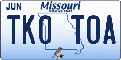 MO license plate TK0T0A
