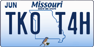 MO license plate TK0T4H