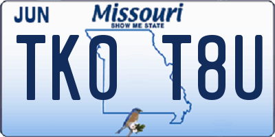 MO license plate TK0T8U