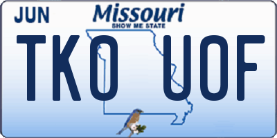 MO license plate TK0U0F