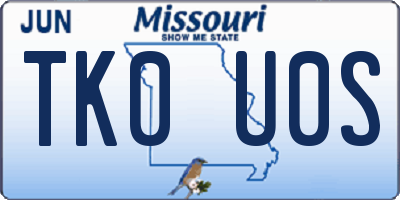 MO license plate TK0U0S