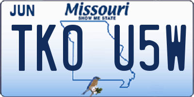 MO license plate TK0U5W