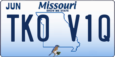 MO license plate TK0V1Q