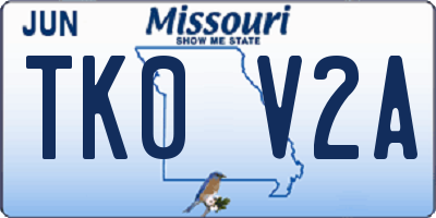 MO license plate TK0V2A