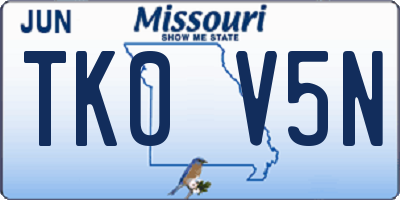 MO license plate TK0V5N