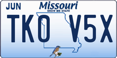 MO license plate TK0V5X