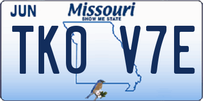 MO license plate TK0V7E