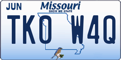 MO license plate TK0W4Q