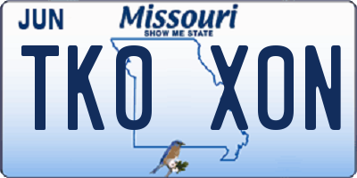 MO license plate TK0X0N