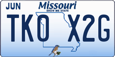 MO license plate TK0X2G