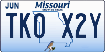 MO license plate TK0X2Y