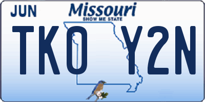 MO license plate TK0Y2N