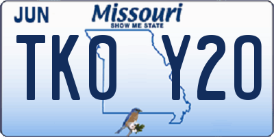 MO license plate TK0Y2O