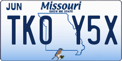 MO license plate TK0Y5X