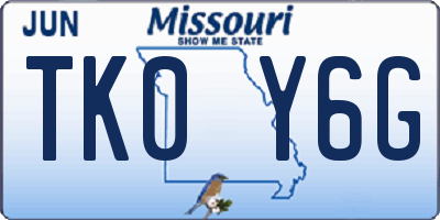 MO license plate TK0Y6G