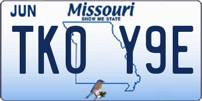 MO license plate TK0Y9E