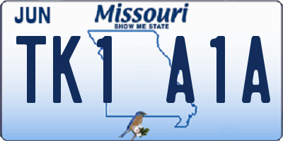 MO license plate TK1A1A