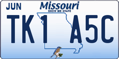MO license plate TK1A5C