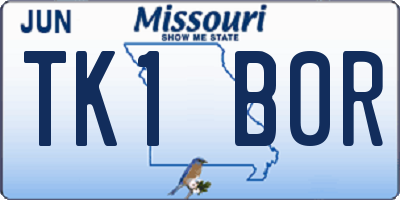 MO license plate TK1B0R