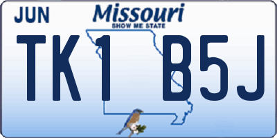 MO license plate TK1B5J