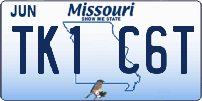 MO license plate TK1C6T
