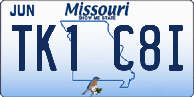 MO license plate TK1C8I