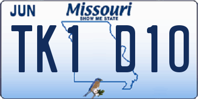 MO license plate TK1D1O