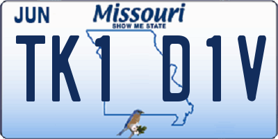 MO license plate TK1D1V
