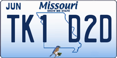 MO license plate TK1D2D
