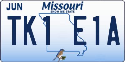 MO license plate TK1E1A