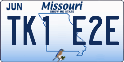 MO license plate TK1E2E