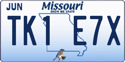 MO license plate TK1E7X