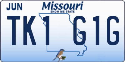 MO license plate TK1G1G