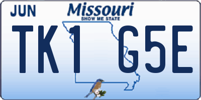 MO license plate TK1G5E
