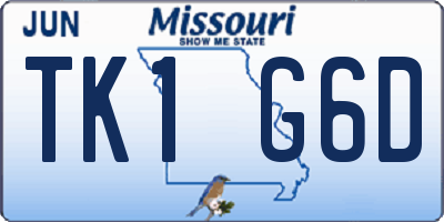 MO license plate TK1G6D