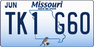 MO license plate TK1G6O