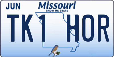 MO license plate TK1H0R