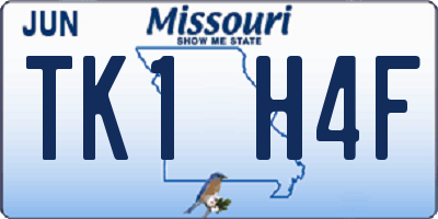 MO license plate TK1H4F