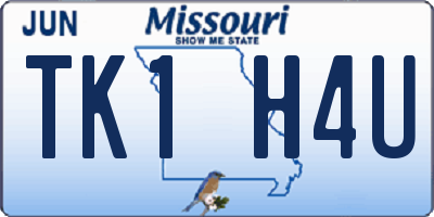 MO license plate TK1H4U