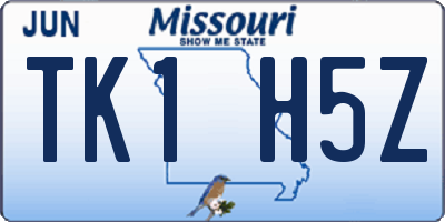 MO license plate TK1H5Z