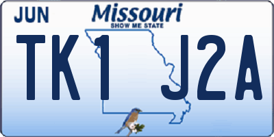 MO license plate TK1J2A