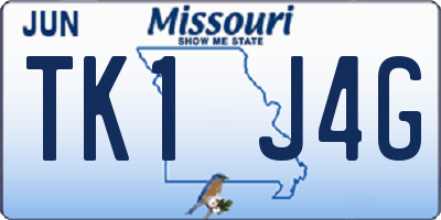 MO license plate TK1J4G