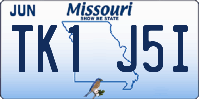 MO license plate TK1J5I