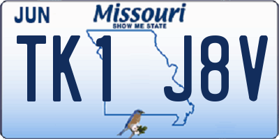 MO license plate TK1J8V