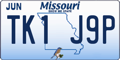 MO license plate TK1J9P