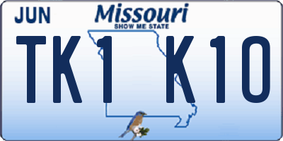 MO license plate TK1K1O