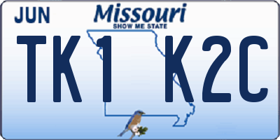 MO license plate TK1K2C