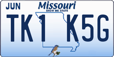 MO license plate TK1K5G