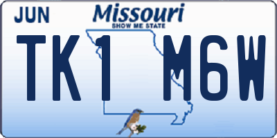 MO license plate TK1M6W